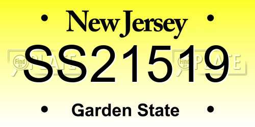 SS21519 New Jersey License Plate