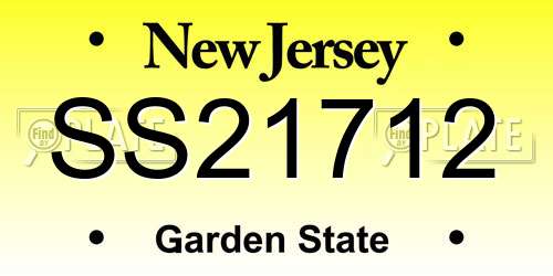 SS21712 New Jersey License Plate
