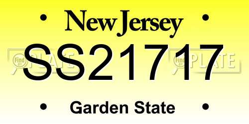 SS21717 New Jersey License Plate