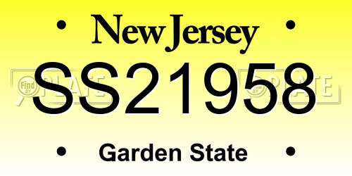 SS21958 New Jersey License Plate