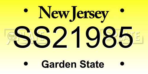 SS21985 New Jersey License Plate