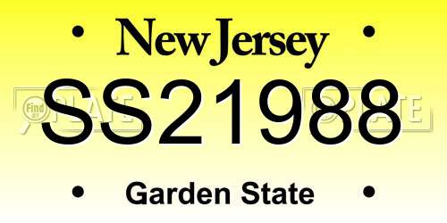 SS21988 New Jersey License Plate