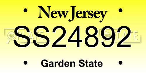 SS24892 New Jersey License Plate