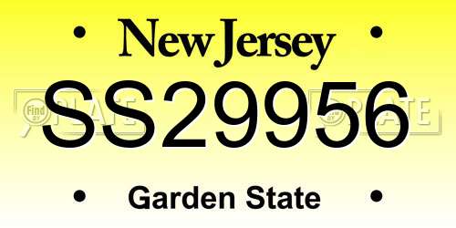 SS29956 New Jersey License Plate