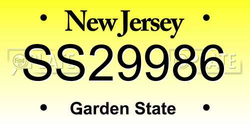 SS29986 New Jersey License Plate