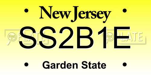 SS2B1E New Jersey License Plate