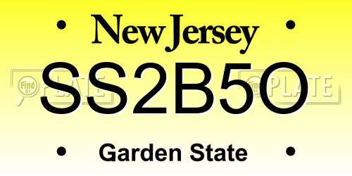 SS2B5O New Jersey License Plate