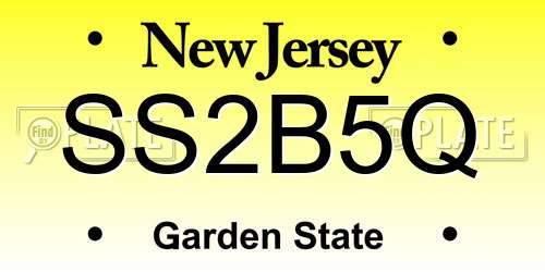 SS2B5Q New Jersey License Plate