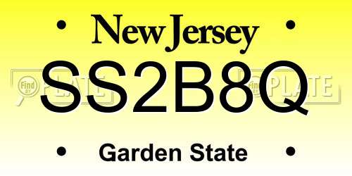 SS2B8Q New Jersey License Plate