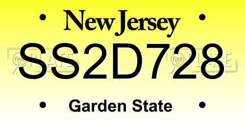 SS2D728 New Jersey License Plate