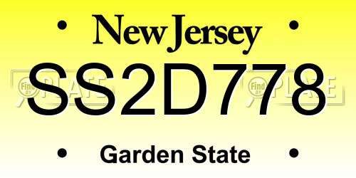 SS2D778 New Jersey License Plate