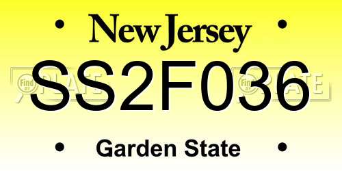 SS2F036 New Jersey License Plate