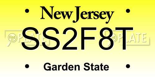 SS2F8T New Jersey License Plate