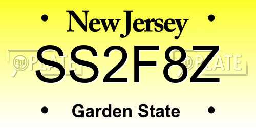 SS2F8Z New Jersey License Plate