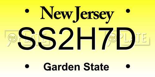 SS2H7D New Jersey License Plate