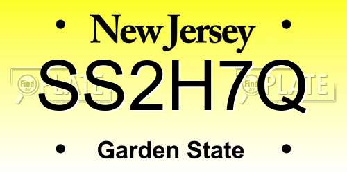 SS2H7Q New Jersey License Plate