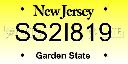 SS2I819 New Jersey License Plate
