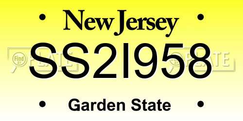 SS2I958 New Jersey License Plate