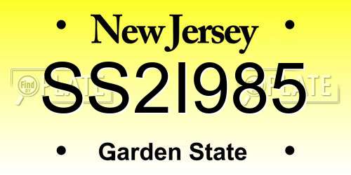 SS2I985 New Jersey License Plate