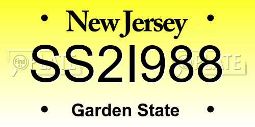 SS2I988 New Jersey License Plate