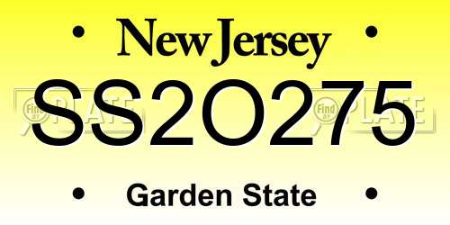 SS2O275 New Jersey License Plate