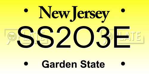 SS2O3E New Jersey License Plate