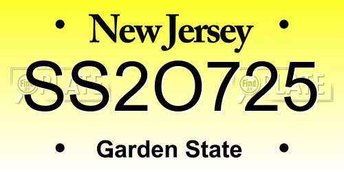 SS2O725 New Jersey License Plate