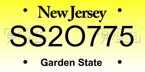 SS2O775 New Jersey License Plate