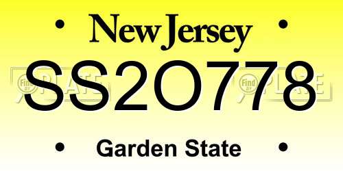 SS2O778 New Jersey License Plate