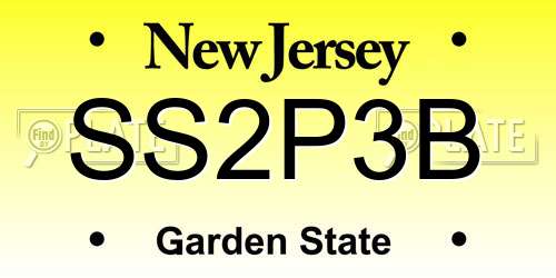 SS2P3B New Jersey License Plate