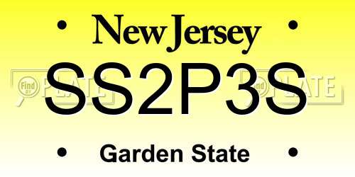SS2P3S New Jersey License Plate