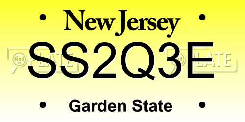 SS2Q3E New Jersey License Plate