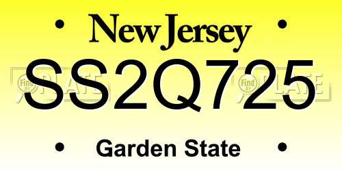 SS2Q725 New Jersey License Plate