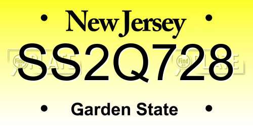 SS2Q728 New Jersey License Plate