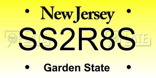 SS2R8S New Jersey License Plate