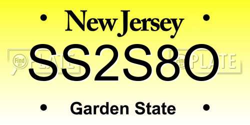 SS2S8O New Jersey License Plate