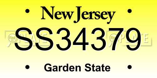 SS34379 New Jersey License Plate