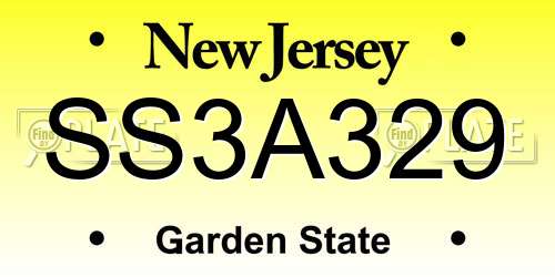SS3A329 New Jersey License Plate