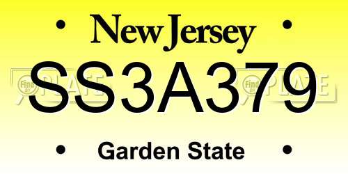 SS3A379 New Jersey License Plate