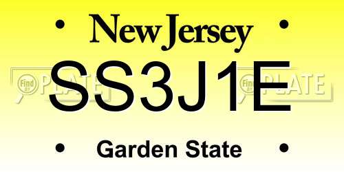 SS3J1E New Jersey License Plate