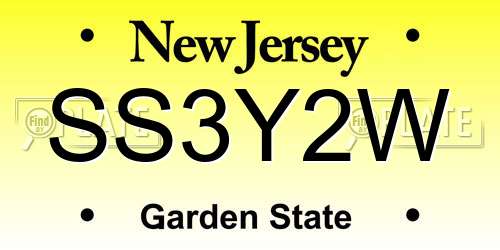 SS3Y2W New Jersey License Plate