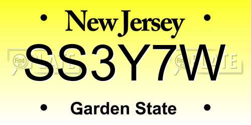 SS3Y7W New Jersey License Plate