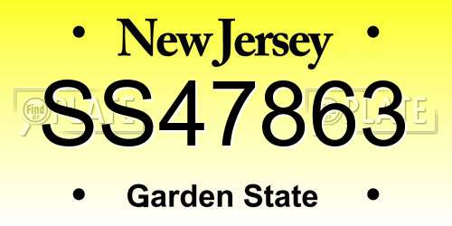 SS47863 New Jersey License Plate