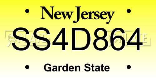 SS4D864 New Jersey License Plate