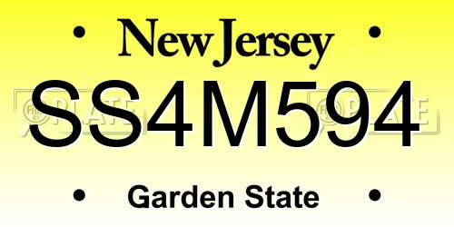 SS4M594 New Jersey License Plate