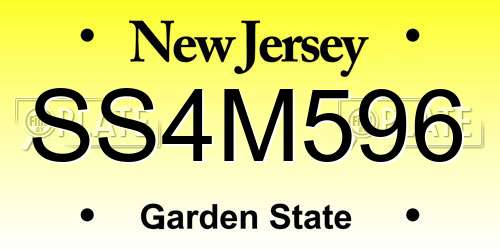 SS4M596 New Jersey License Plate