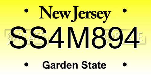 SS4M894 New Jersey License Plate