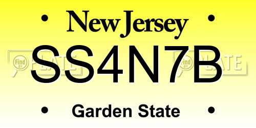 SS4N7B New Jersey License Plate