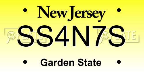 SS4N7S New Jersey License Plate
