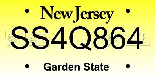 SS4Q864 New Jersey License Plate